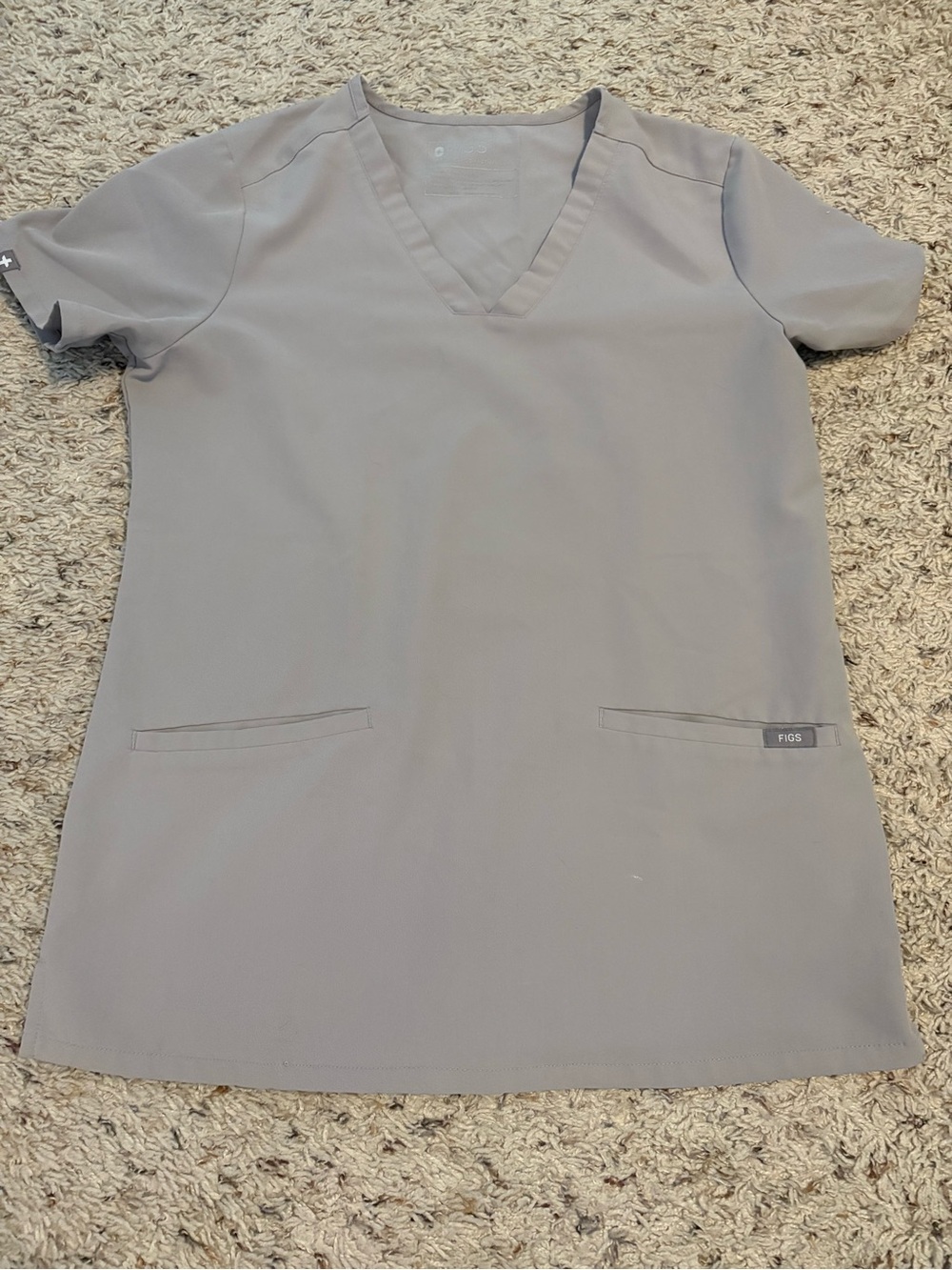 FIGS Technical Collection Scrub Top Women’s XS Gray V-Neck Medical Nurse Uniform